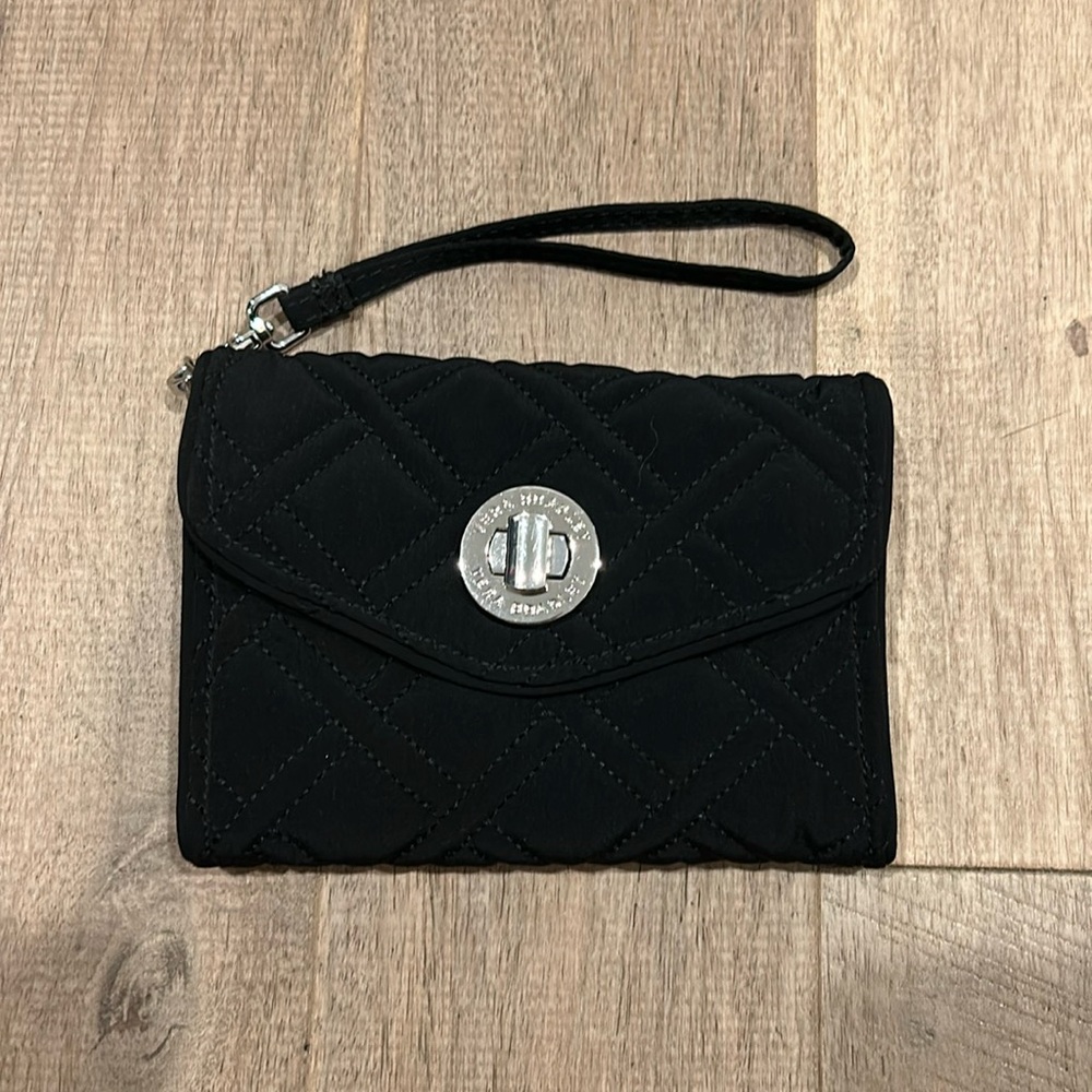 Vera Bradley Black Quilted Fabric Wristlet